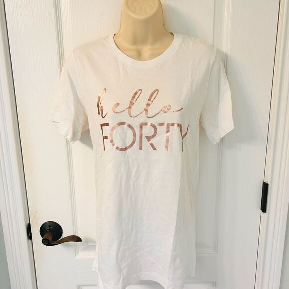 Hello Forty White and Rose Gold Shirt Top! ❤️ - Picture 1 of 2